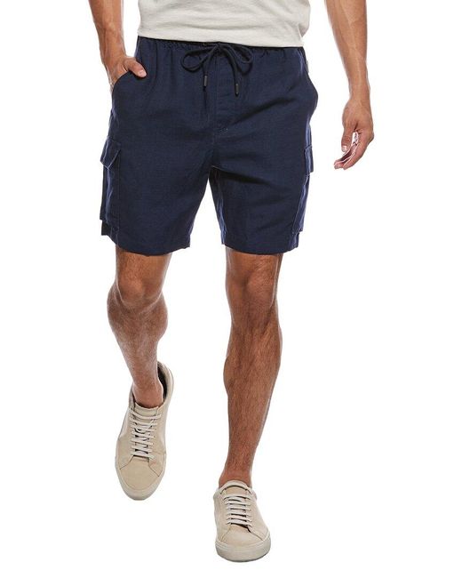 Onia Blue Air Linen-Blend Pull-On Cargo Short for men