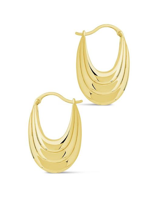 Sterling Forever Metallic 14K Plated Elodie Textured Statement Hoops