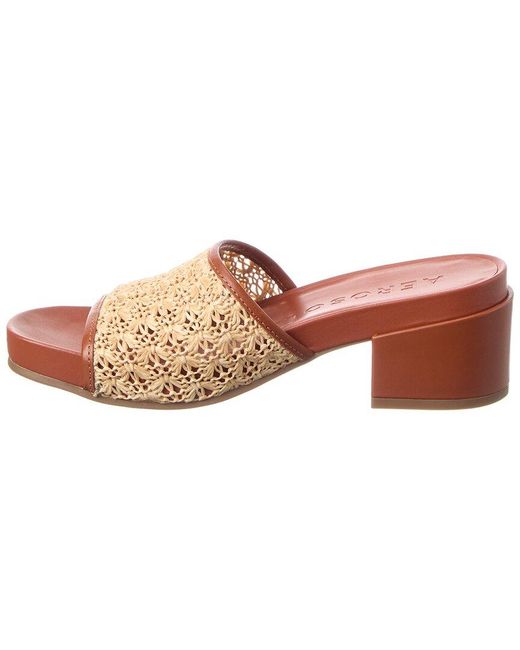 Aerosoles Pink Clark Heeled Leather & Canvas Sandal