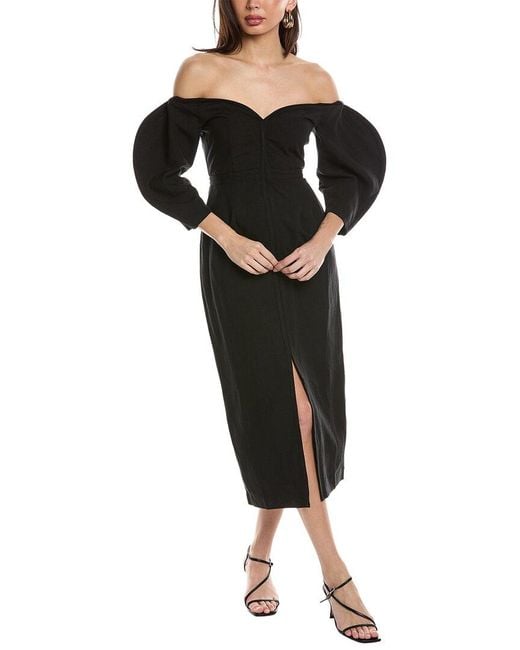 Mara Hoffman Black Leonara Linen-blend Midi Dress