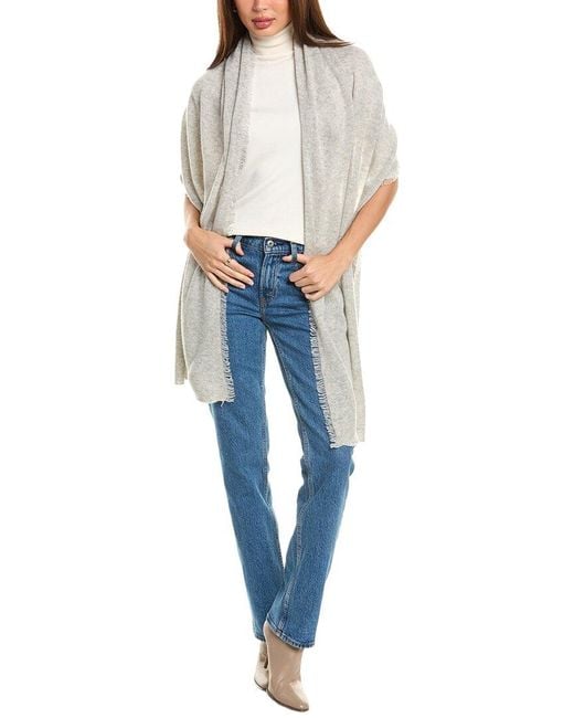 Amicale Cashmere Blue Fringe Jersey Cashmere Travel Wrap