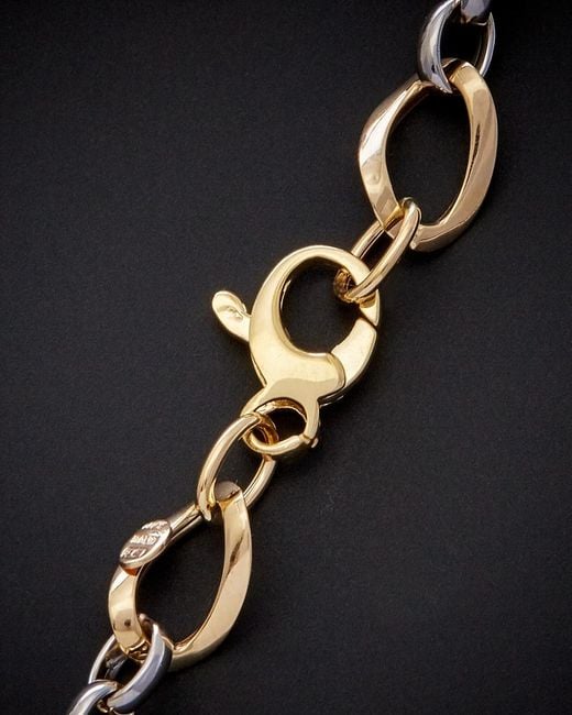 Italian Gold Black 14k Two-tone Link Bracelet