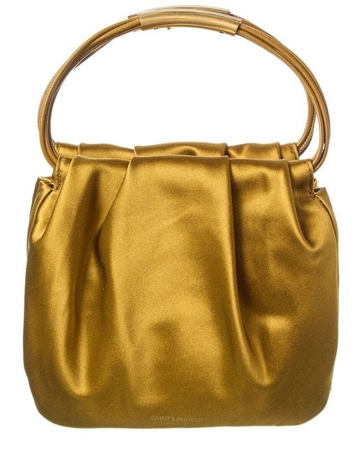 Saint Laurent Yellow Mini Satin Clutch