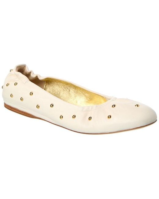 Chloé White Eia Leather Ballerina Flat