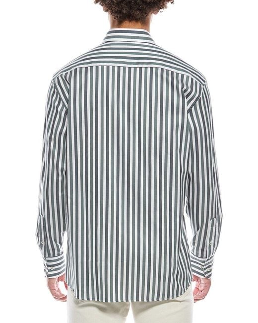 Eterna Blue Stripe Twill Shirt for men