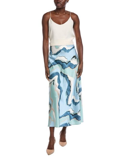 Anne Klein Blue Satin Flared Midi Dress