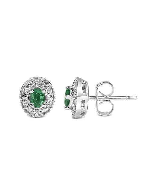Haus of Brilliance Green Colorful Gemstones 14K 0.50 Ct. Tw. Diamond & Emerald Stud Earrings