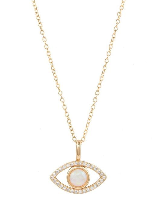Adornia Metallic Fine Jewelry 14k Over Silver 1.00 Ct. Tw. Opal Cz Evil Eye Necklace