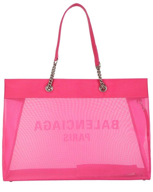 Balenciaga Pink Large Duty Free Mesh Tote