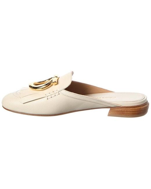 Ferragamo White Gancini Leather Mule