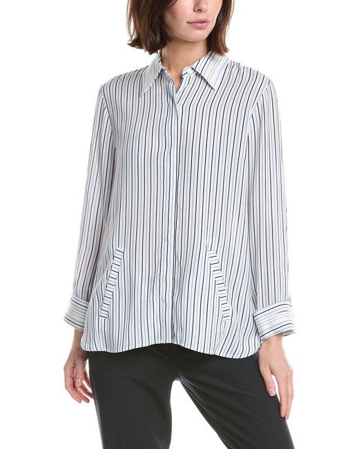 Lemon Grass Gray Beaded Twill Blouse