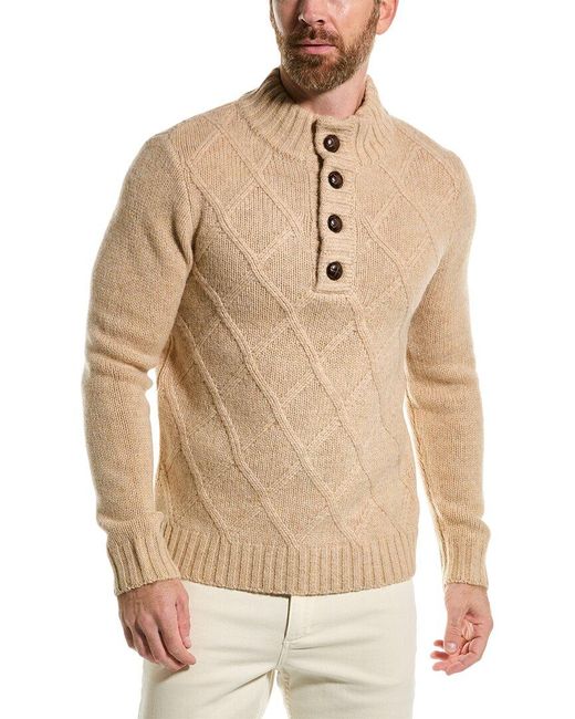 Loft 604 Natural Argyle Wool Mock Neck Sweater for men