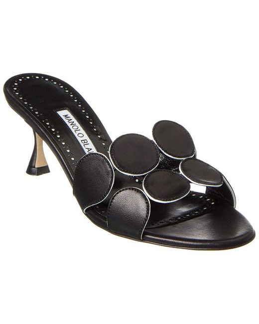 Manolo Blahnik Black Haribalmu 50 Leather Sandal