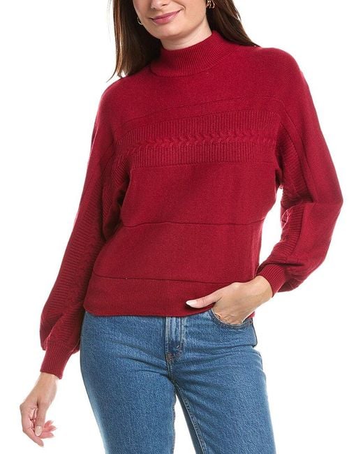 Elie by Elie Tahari Red Mock Neck Sweater