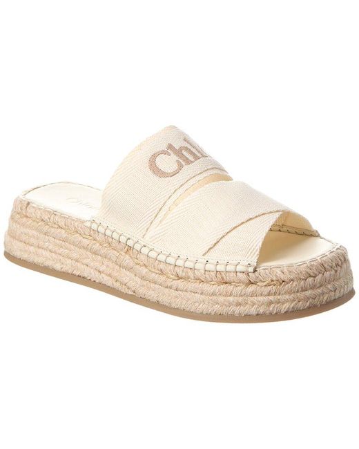 Chloé White Mila Canvas Platform Sandal