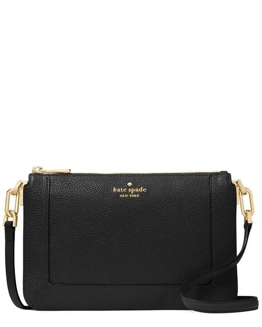 Kate Spade Black Lena Pebbled Leather Double Compartment Crossbody