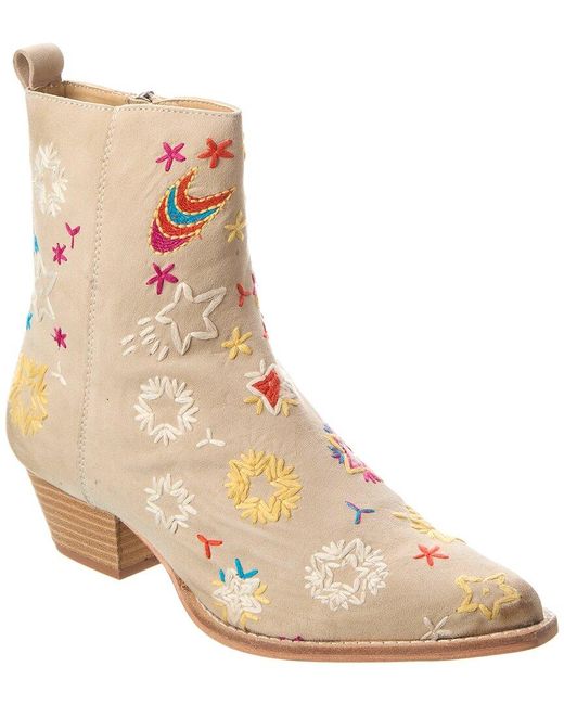 Free People Natural Bowers Embroidered Suede Boot