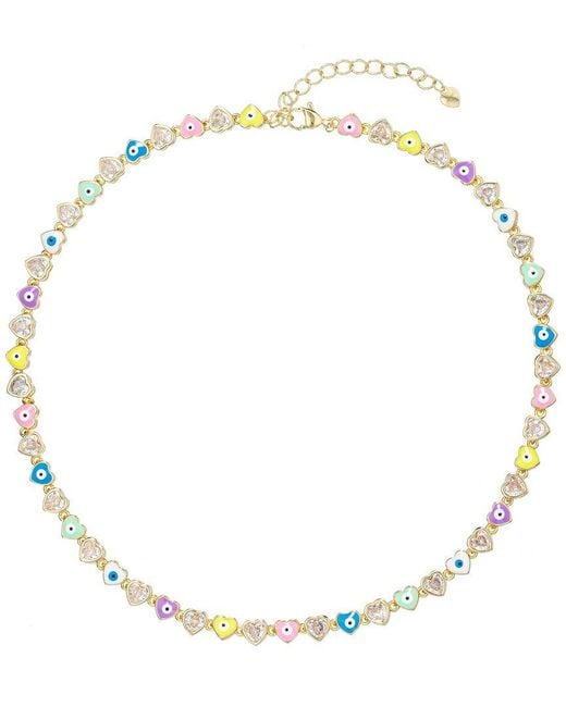 Eye Candy LA Metallic Cz Pastel Rainbow Dainty Necklace