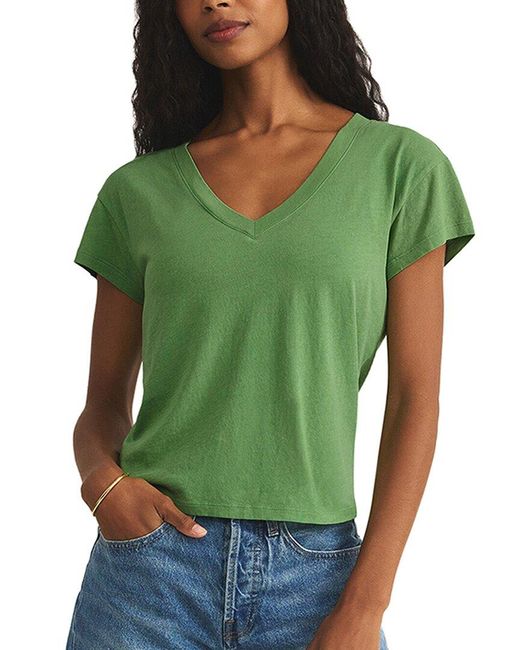 Z Supply Green Modern V-Neck T-Shirt