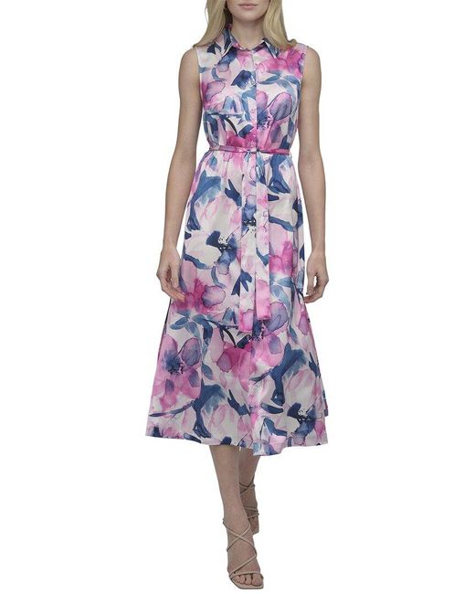 DKNY Purple Midi Shirt Dress