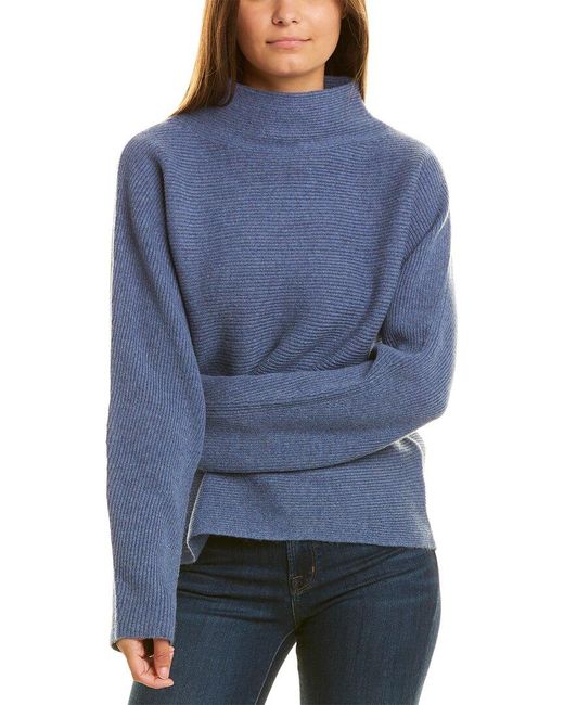 S Grey Vince Womens Horizontal Rib Wool & Cashmere-Blend Sweater 