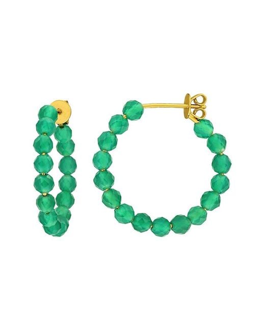 Rina Limor Green 4.96 Ct. Tw. Onyx Hoop Earrings