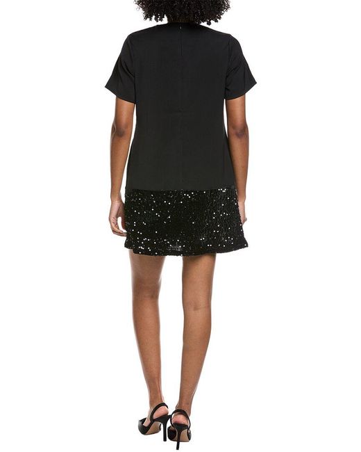 Gracia Black Keyhole Neck Bow Tie Sequin Embellished Dress