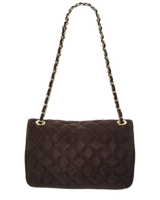 Isabella Rossetti Black Maeve Quilted Suede Crossbody