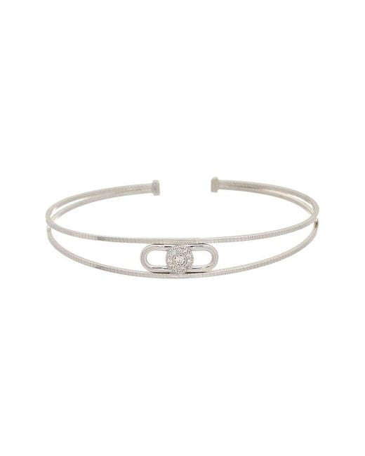 Meshmerise White 18K Plated 0.13 Ct. Tw. Diamond Bangle Bracelet