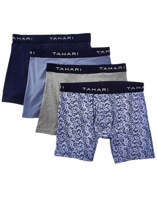 Tahari Blue 4pk Classic Fit Stretch Boxer Brief for men
