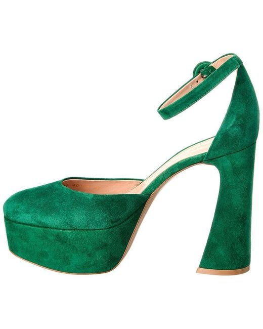 Gianvito Rossi Green Holly D'Orsay 70 Suede Platform Pump