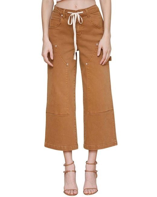 Avec Les Filles Brown Mid Rise Drawstring Pant