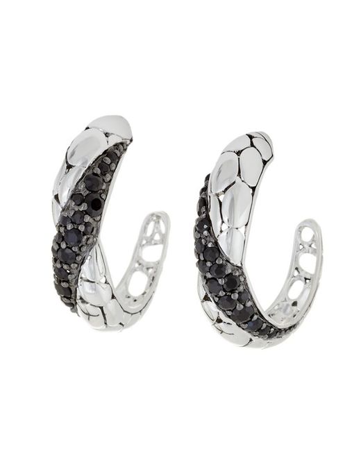 John Hardy White Kali Silver Sapphire Hoops