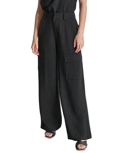 DKNY Black Crinkle Dressing Cargo Pant