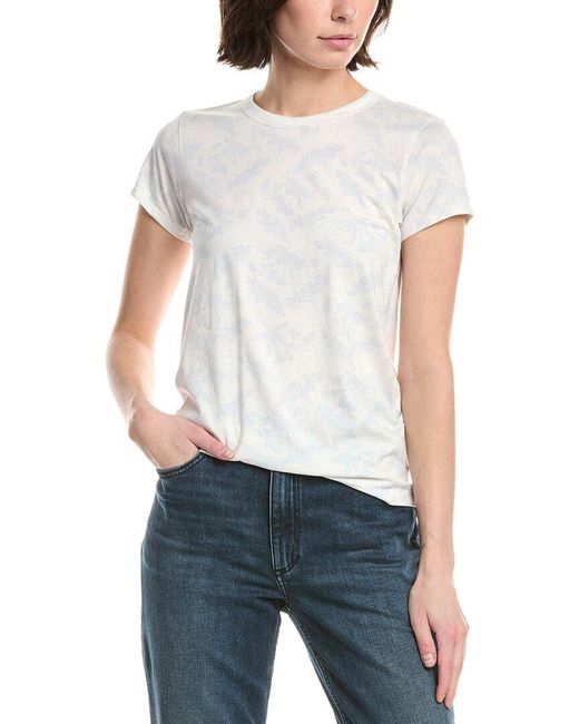 Rag & Bone White All Over Summer Leaf T-Shirt