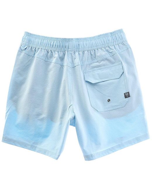 Beach Bros Blue Textured Stretch Swim Trunk for men
