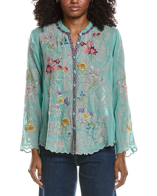 Johnny Was Green Allbee Blouse
