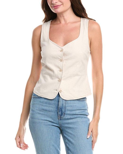 Michael Stars Blue Honey Linen-Blend Button Vest