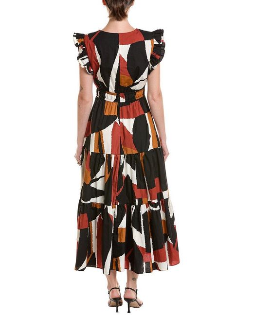 Jones New York Red Petite Ruffle Sleeve Double Elastic Waist