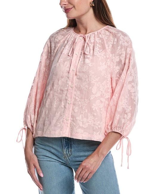 Cece Women's Red Puff Sleeve Blouse