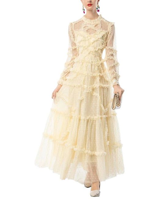 BURRYCO Natural Long Sleeve Maxi Dress