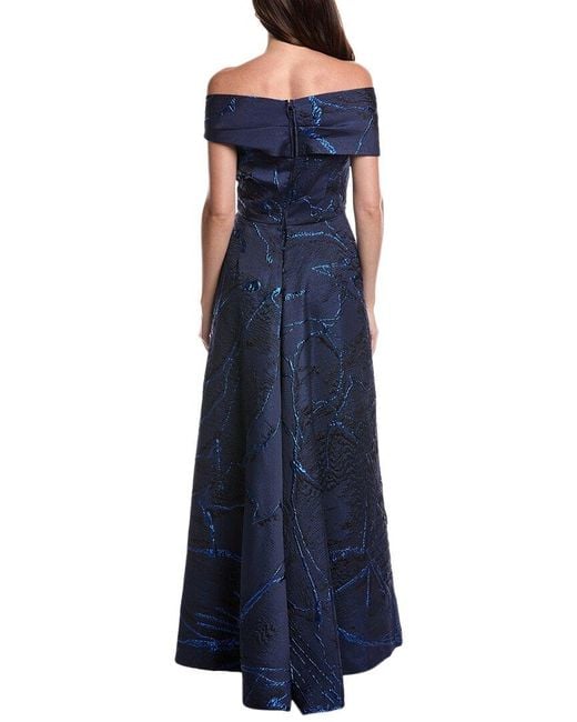 Teri Jon Blue Jacquard Gown