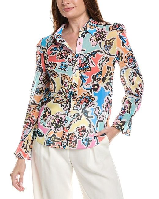 MILLY White Lacey Oasis Blouse