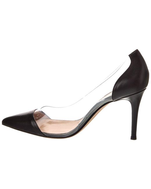 Gianvito Rossi Metallic Plexi 85 Vinyl & Leather Pump