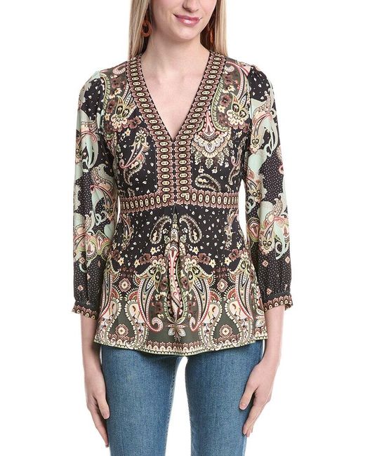 Hale Bob Multicolor Destiny V-Neck Blouse