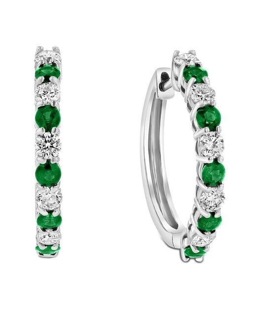 Diana M Green Fine Jewelry 14k 1.35 Ct. Tw. Diamond & Emerald Hoops