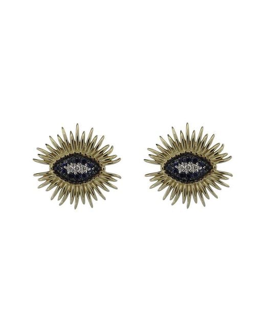 Ebru Jewelry Metallic 14K 0.16 Ct. Tw. Diamond & Sapphire Stud Earrings