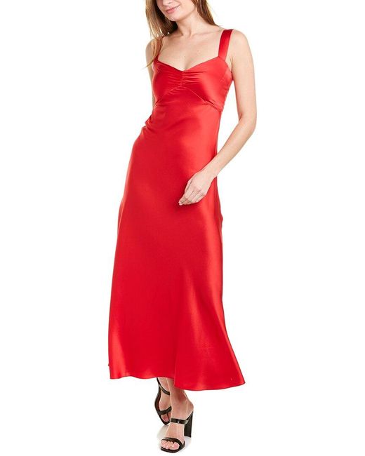 DANNIJO Wide Strap Silk Slip Dress in Red Lyst