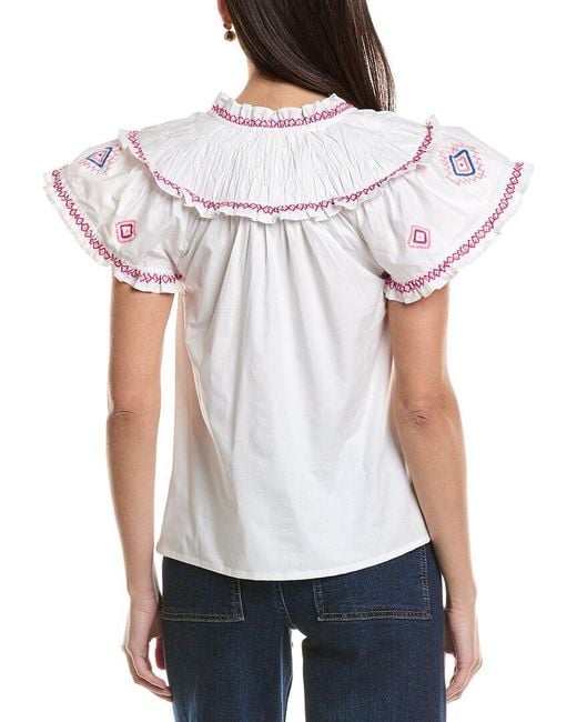 Sail To Sable White Embroidered Top