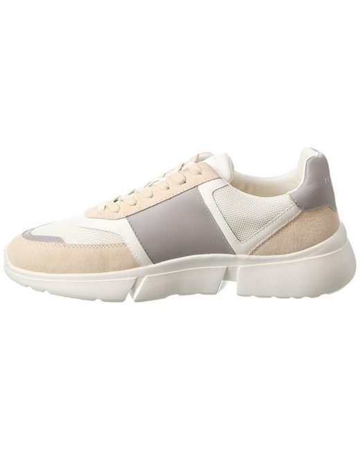 Ted Baker White Cyclem Leather & Suede-Trim Sneaker for men